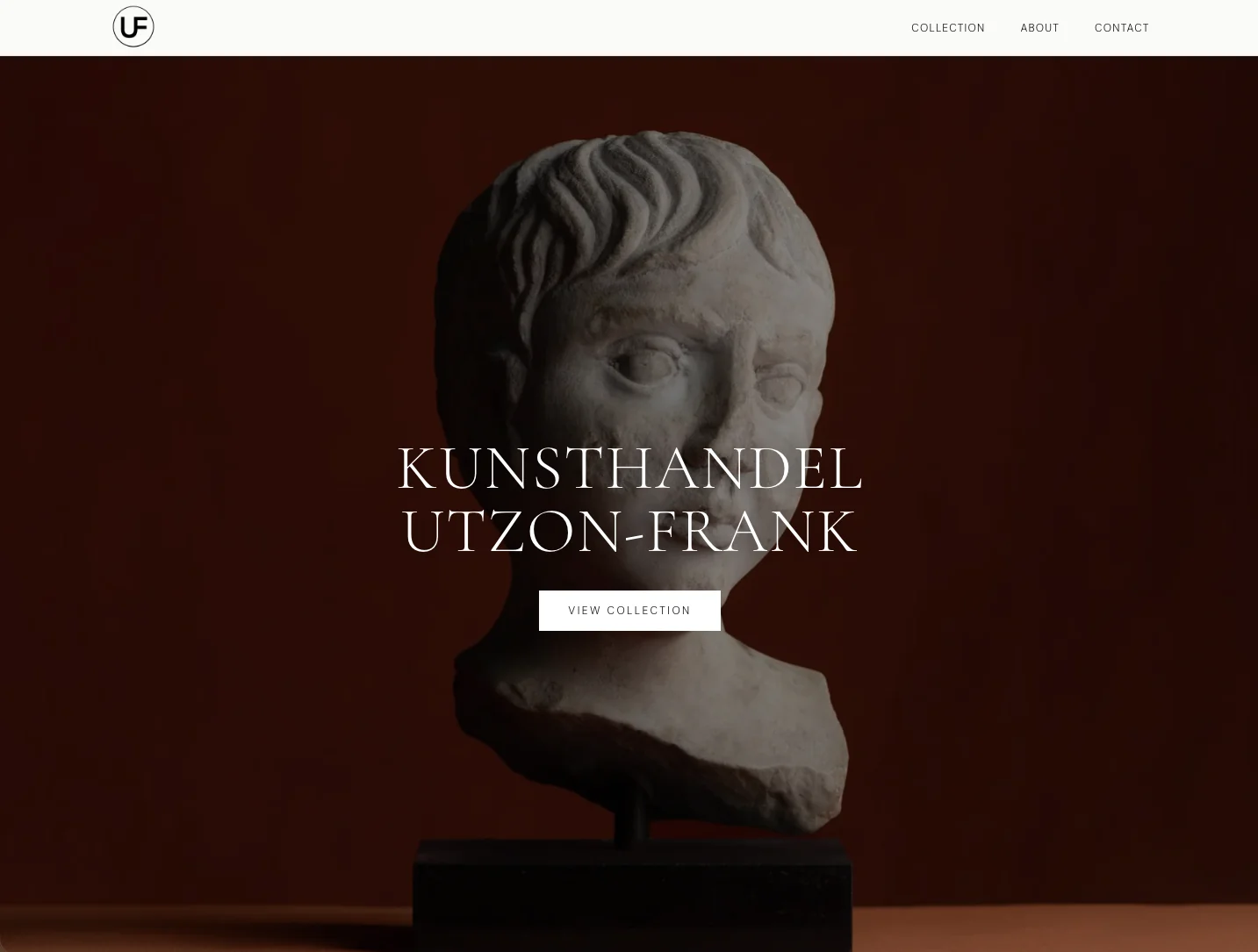 Forsiden af Kunsthandel Utzon-Franks hjemmeside